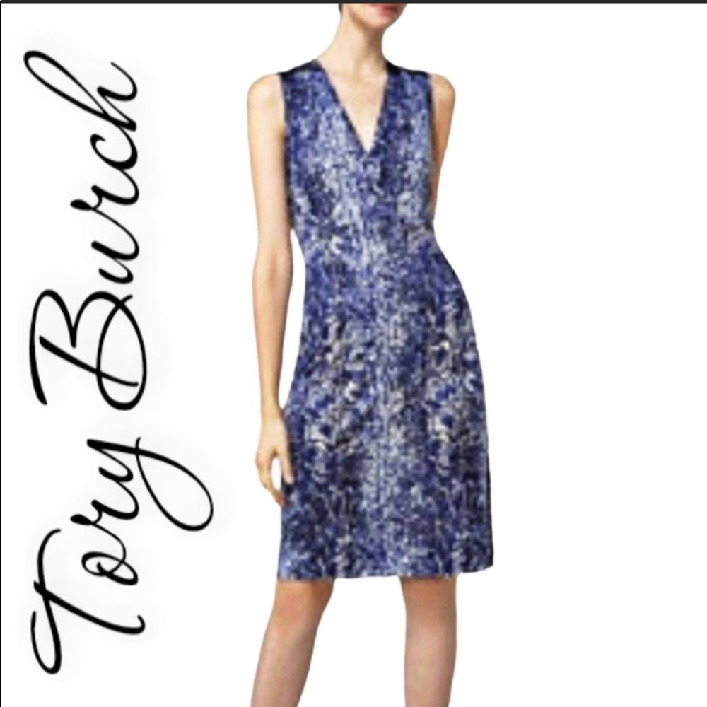 Tory Burch 100% Silk Carly Blue Snake Print Dress